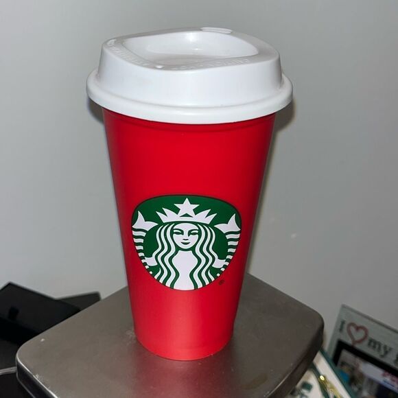 Starbucks Red White Save 💵 Reusable Christmas Cup - Picture 1 of 3